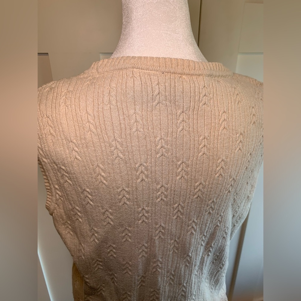 Vintage Beige Cableknit Detail Sweater Vest Size Large - Picture 5 of 9